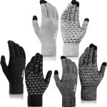 Nertpow Winter Gloves Touchscreen Gloves 3 Packs, Gloves for Men Knit Anti-slip, Gloves for Women with Warm Fleece Lined